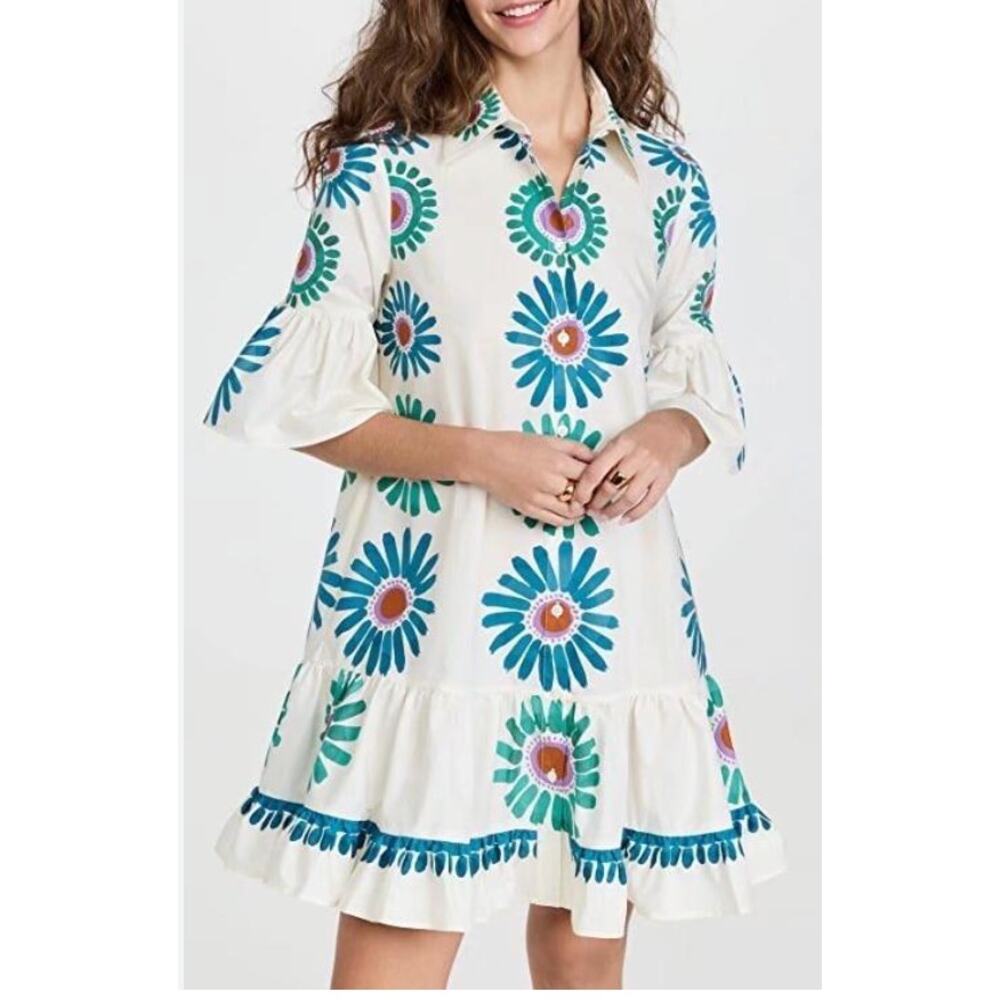 La DoubleJ Choux Daisy-Print Poplin Cotton Dress Size Small S